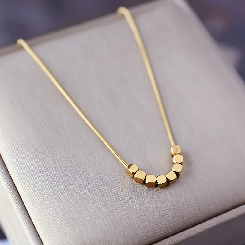 2023 New Small Square Titanium Steel Necklace for Women, Non-Fading Clavicle Chain, Summer Niche Accessory, Ins Simple and Fashionable Trend