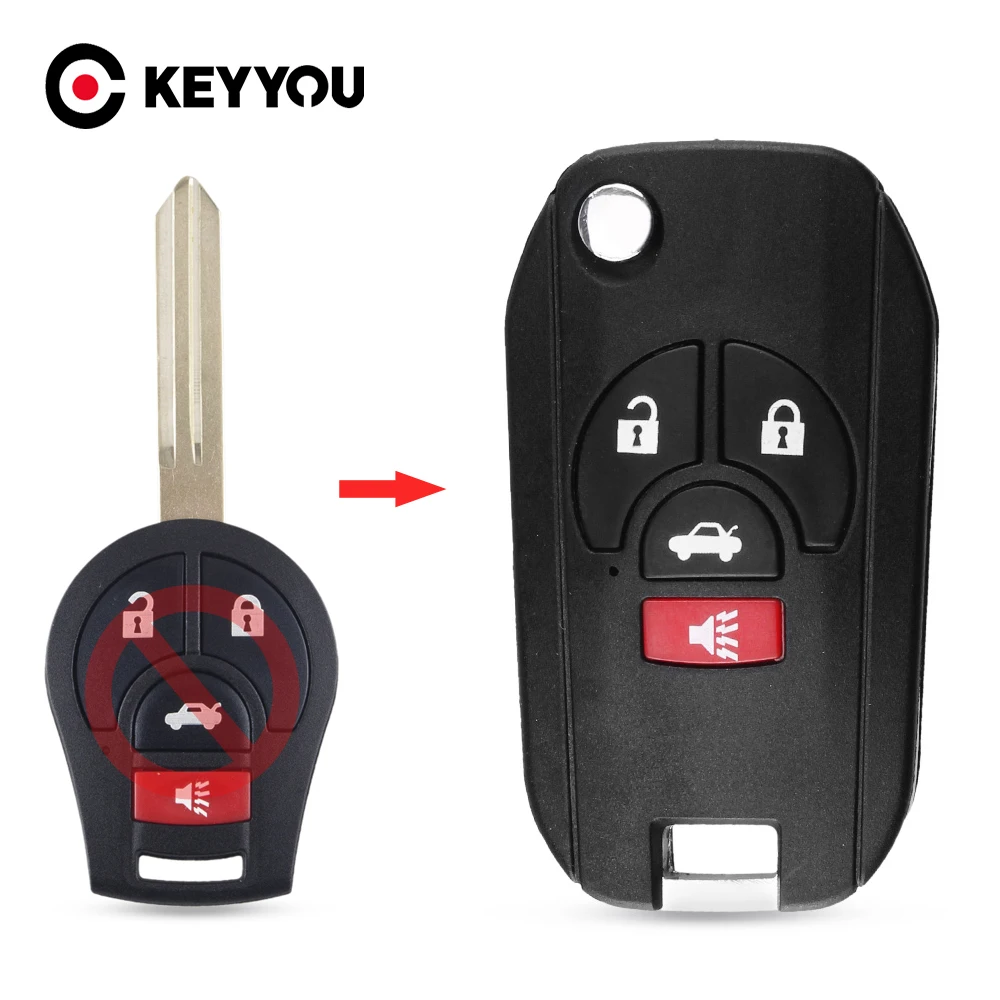 

KEYYOU For Nissan Versa Cube Juke Rogue Micra Qashqai Altima Maxima 2/3/2+1/3+1 Buttons Modified Flip Remote Key Shell Case