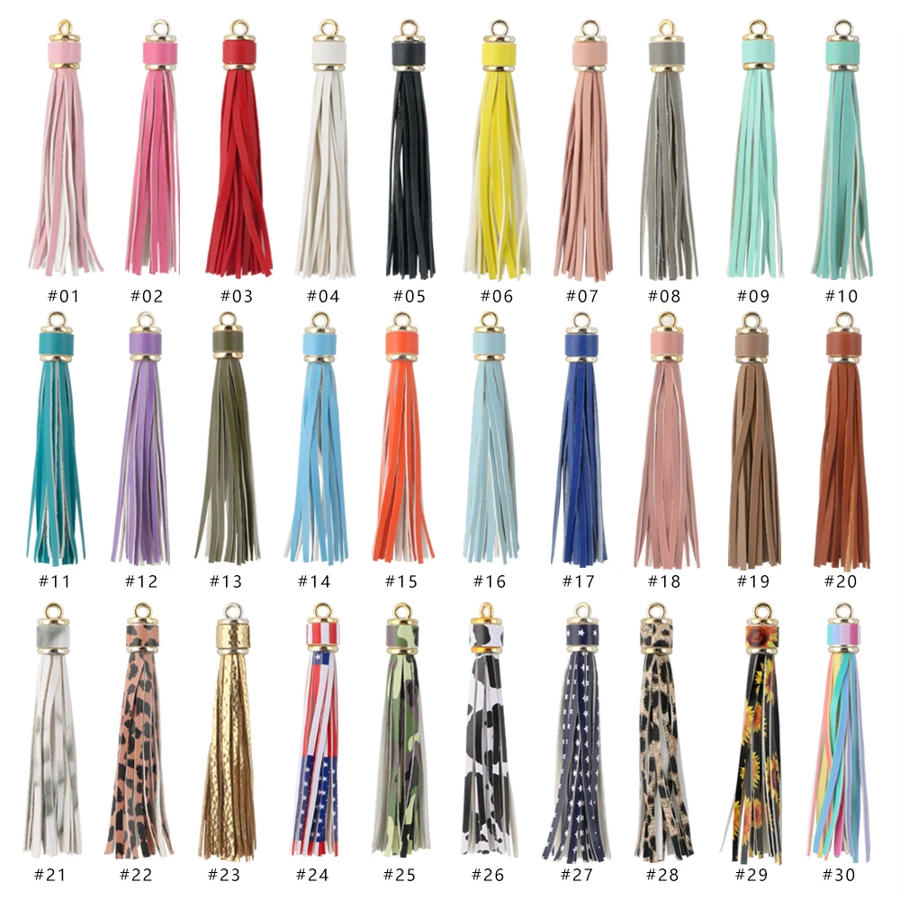 12PCS  Leather Keychain Tassels Bulk Colored Tassel Pendants Crafts for Keyring Jewellery Making DIY Keychains Supplies