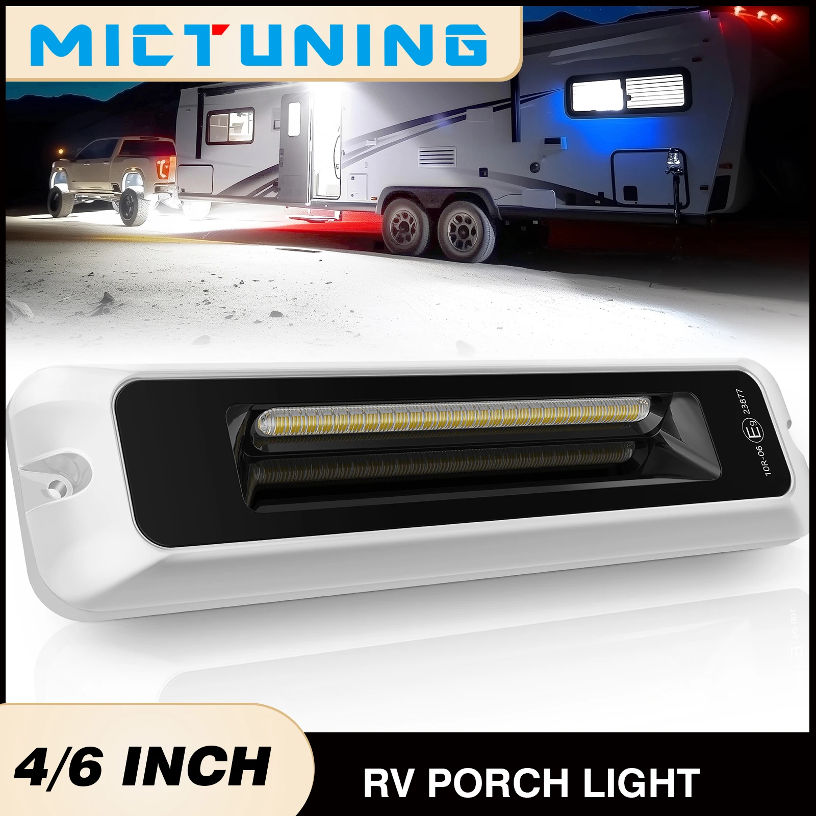 

MICTUNING 4/6 Inch RV Exterior Porch Light,10-30V LED Utility Awning White 6000K Outdoor Lights,Waterproof for Garden Camper