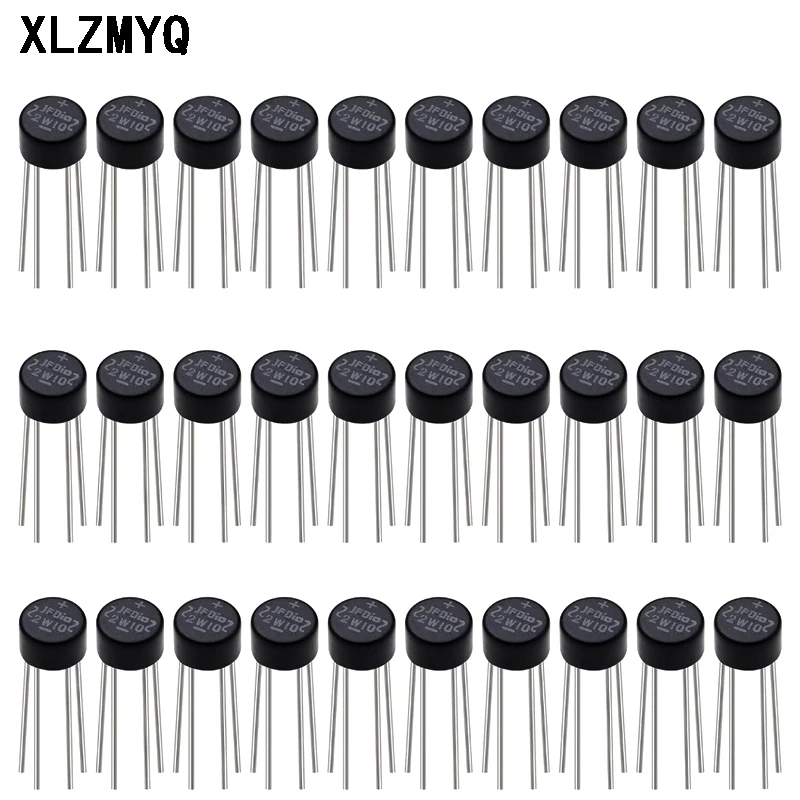 100PCS 2W10 Bridge Rectifier 2A/1000V Bridge Stack DIP-4 WOL 2W10M Round Bridge Rectifiers DIY Electronic Components Kit