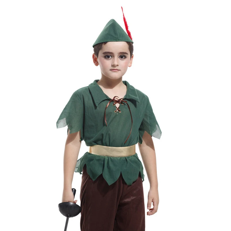 New Boys Peter Pan Kids Anime Cosplay Costume Carnival Party COS T-shirt pants Suit Superhero Halloween Costumes for Kids 3-12Y