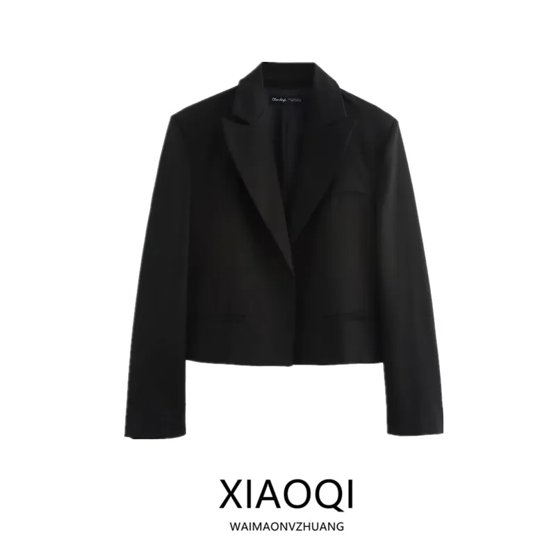 

Fall 2025 Women's Commute Sle Loose Long Sve ort Coat Versatile Outerwear Button Closure Other Material Ladies Jaet