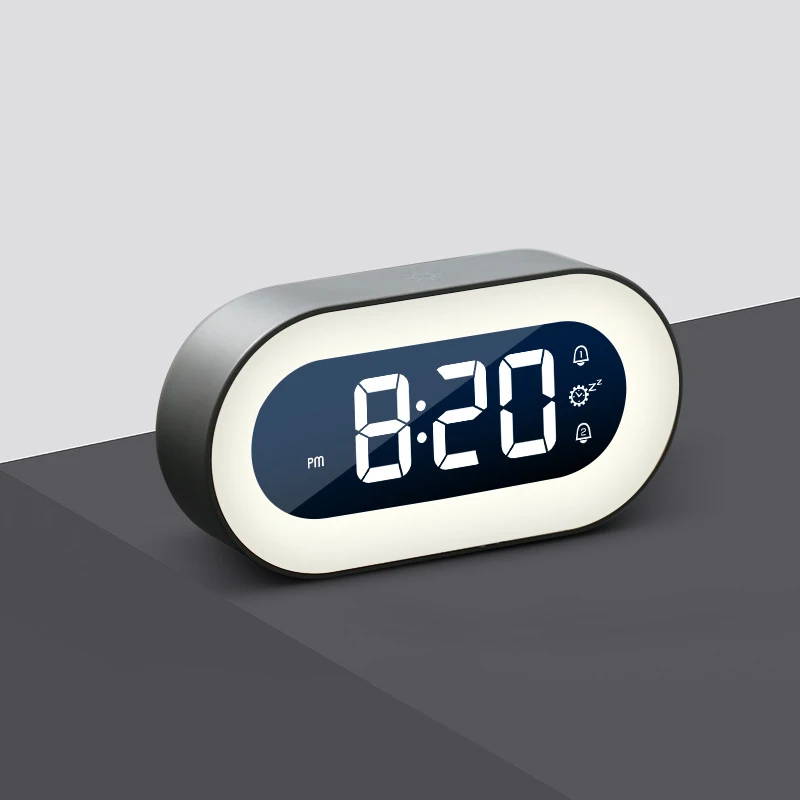 Intelligent Digital Alarm Clock 18 Music Dual Alarm Stepless Dimming Table Clock USB Chargeable Night Light Snooze LED Clocks