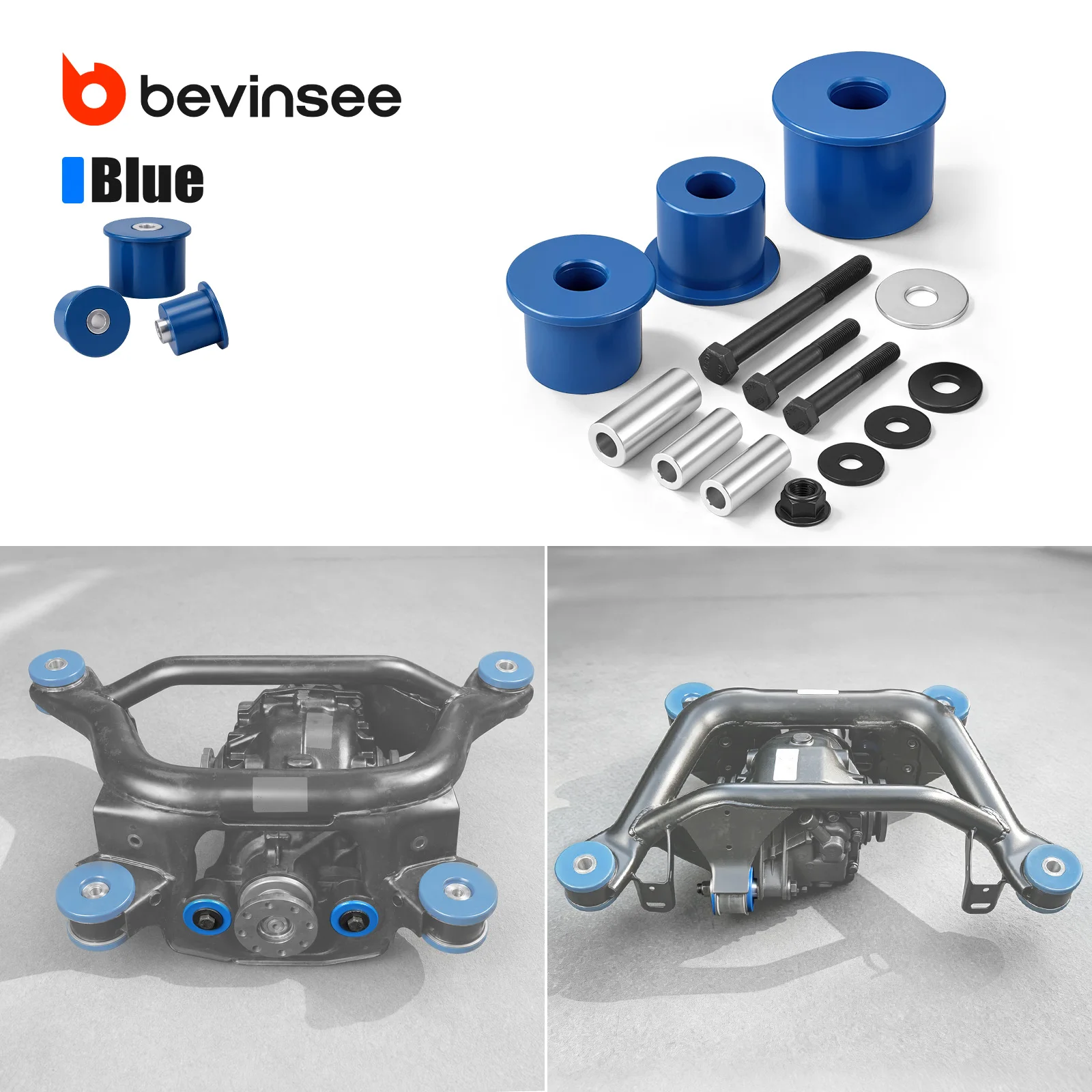 BEVINSEE 95A Polyurethane Differential Mount Bushing Kit for BMW E46 Z4 E85, Replace for 33176770788 / 33176751808 / 33171093175