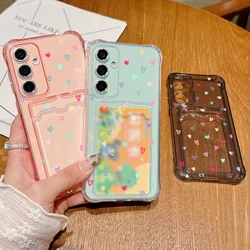 Card Slot Love Heart Case For Samsung Galaxy S24 S25 Edge S23 S22 Ultra S21 FE A52 A34 A54 A15 A25 A35 A55 5G A16 A26 A36 A56 5G