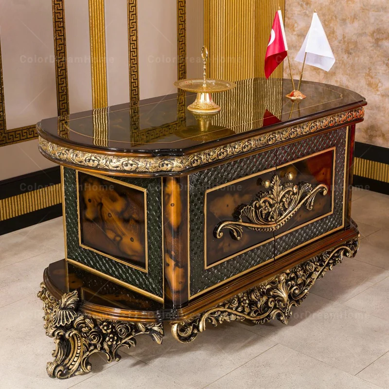 Turkish Classic Furniture Small Office Cabinet Antique Wood Short Cabinet Custom Storage Furniture