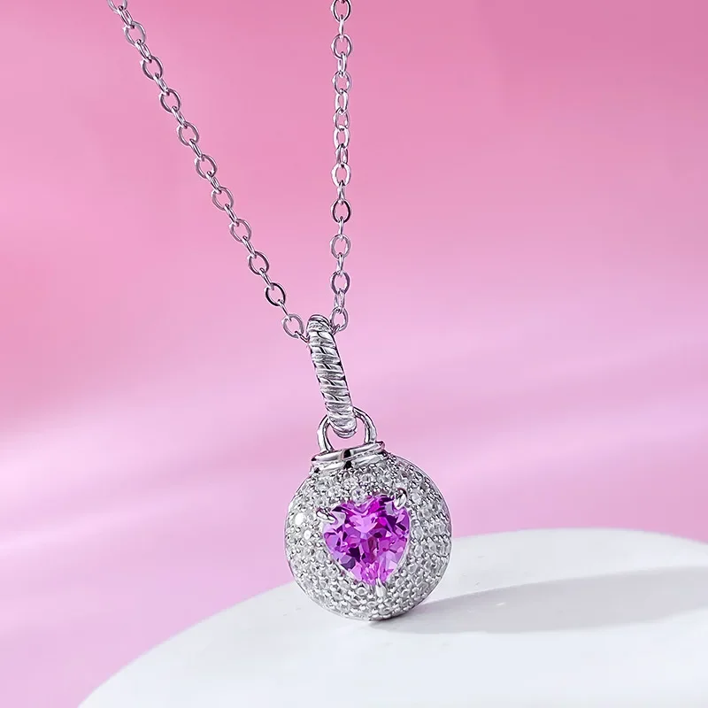 

New S925 Silver Heart shaped Rupee Heart shaped Pink Pendant Hot Selling Jewelry