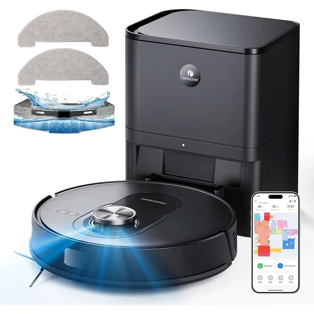 Smart Robot Vacuum Mop Self Emptying 60 Days 5000Pa Suction LiDAR Navigation App Voice Control