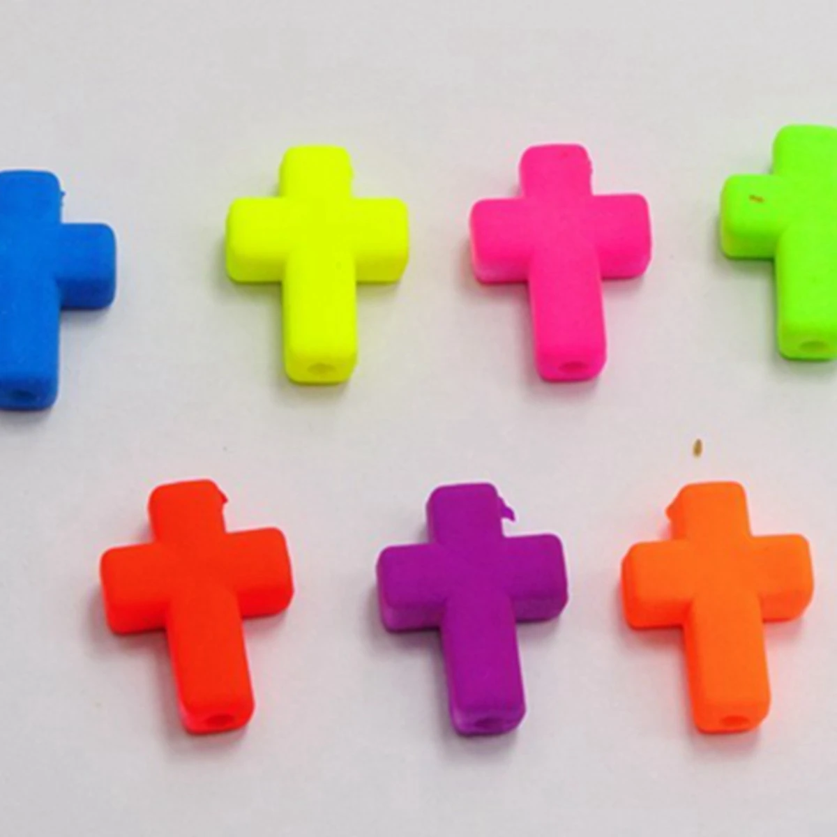 100 Mixed Matte Fluorescent Neon Beads Acrylic Cross Beads Charms 16x12mm