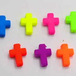 100 Mixed Matte Fluorescent Neon Beads Acrylic Cross Beads Charms 16x12mm