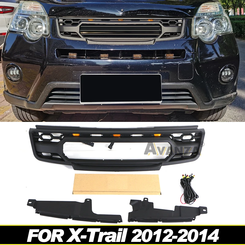 Front Grill W/Light Fits For NissanI X-Trail 2012-2014 Modification Racing Grill