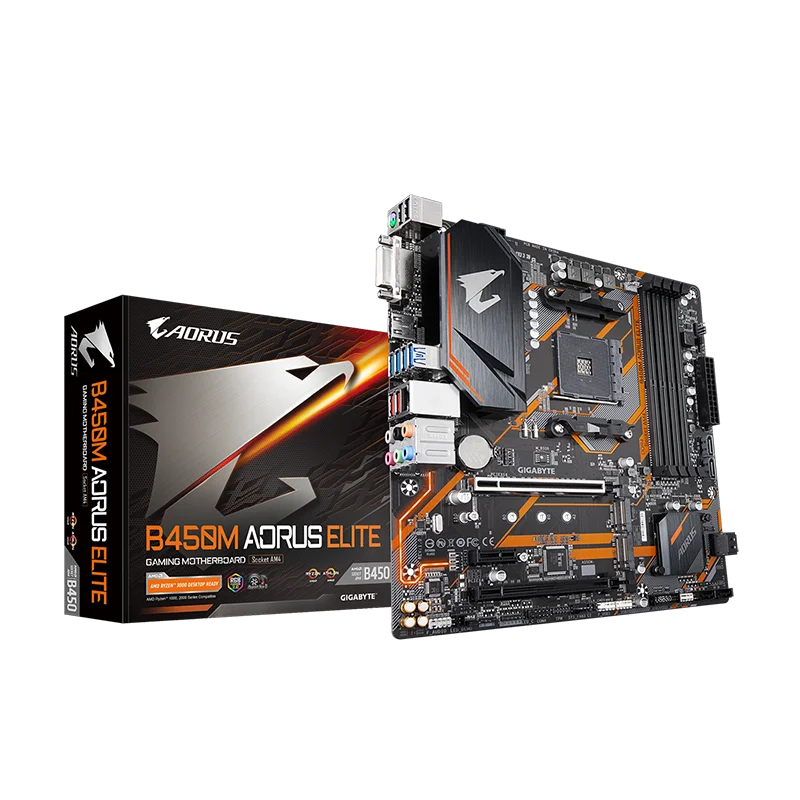 Gigabyte-placa base AM4 de doble canal, B450M AORUS ELITE AMD B450 /4-DDR4 DIMM /M.2 /USB3.1/micro-atx/Max-64G, nuevo