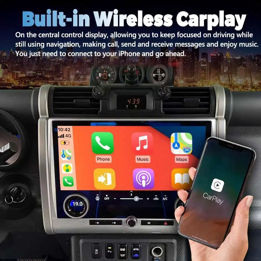 2 Din راديو السيارة الاندورويد مشغل وسائط متعددة لتويوتا FJ كروزر J15 2007-2024 Carplay Auto مع شاشة التحكم في تكييف الهواء