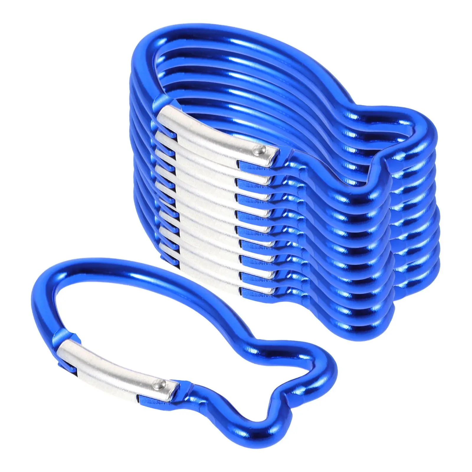 

10pcs Blue Fish-Shaped Durable Metal Climbing for Backpacks Ropes Trekking Poles Camping Gear Hooks Alloy Buckles
