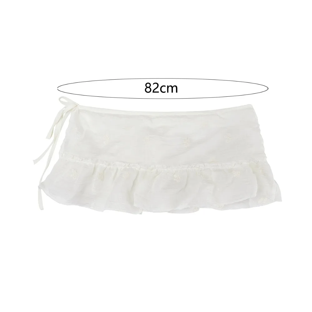 Y2K Jazz Dance Hip Scarf Hip-hop Shirt Extender Ruffled Edge Waistband Sweet Bow Lace Gauze Skirt Belt
