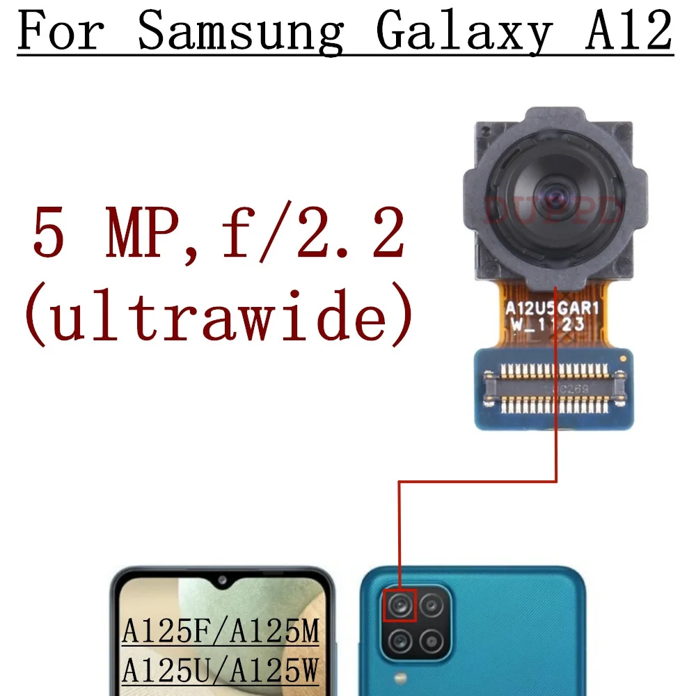 Rear Front Camera For Samsung Galaxy A12 A125 Selfie Facing Backside Frontal Back Camera Module Flex Repair Spare Parts