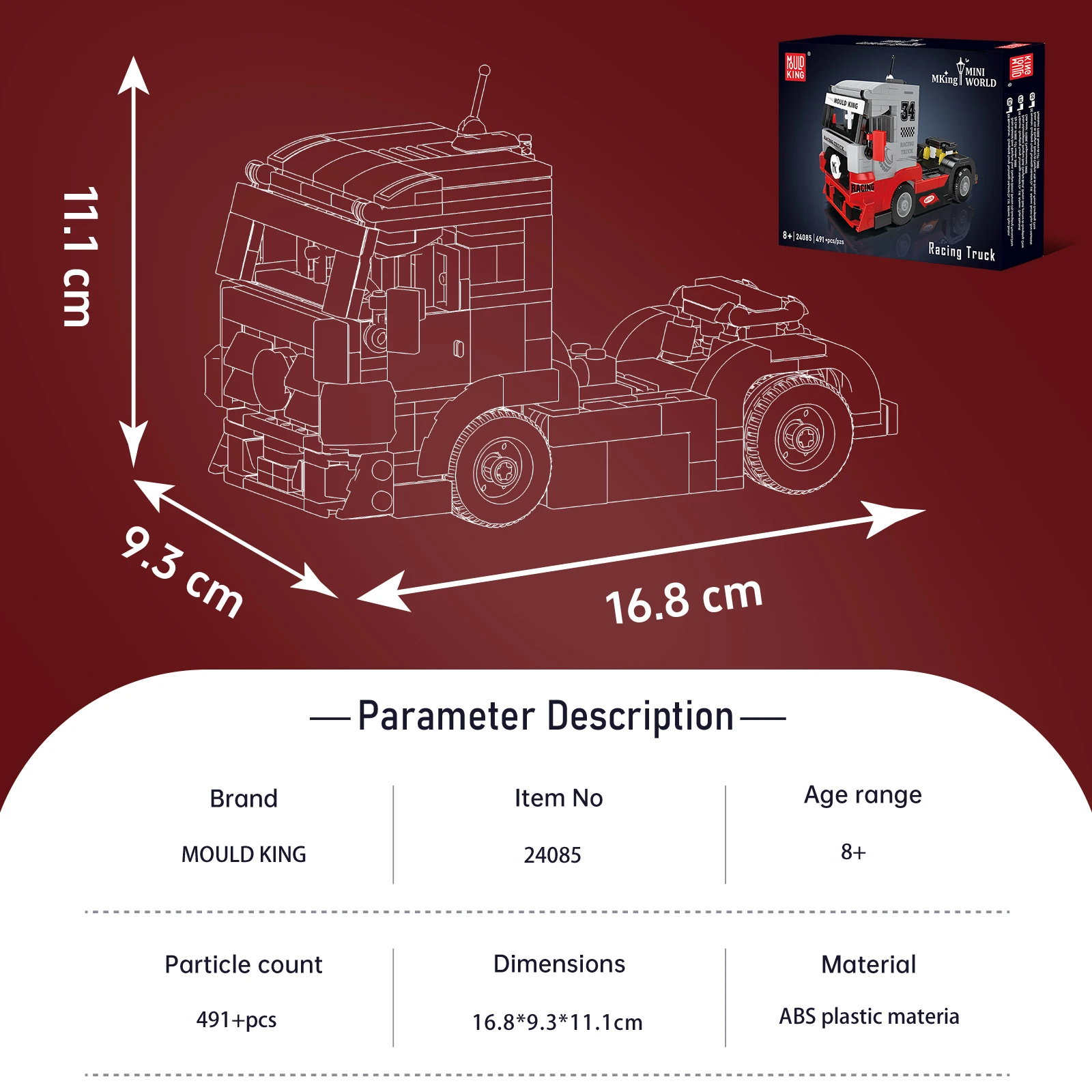 Mold King 24085 Racing Truck Bouwstenen Mini Truck Head Model Desktop Ornamenten Kinderen Montage Speelgoed Verjaardagscadeau 491 STKS