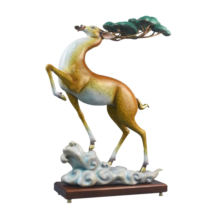 

All-copper deer ornament creative step by step office living room home decoration business opening gifts handicrafts