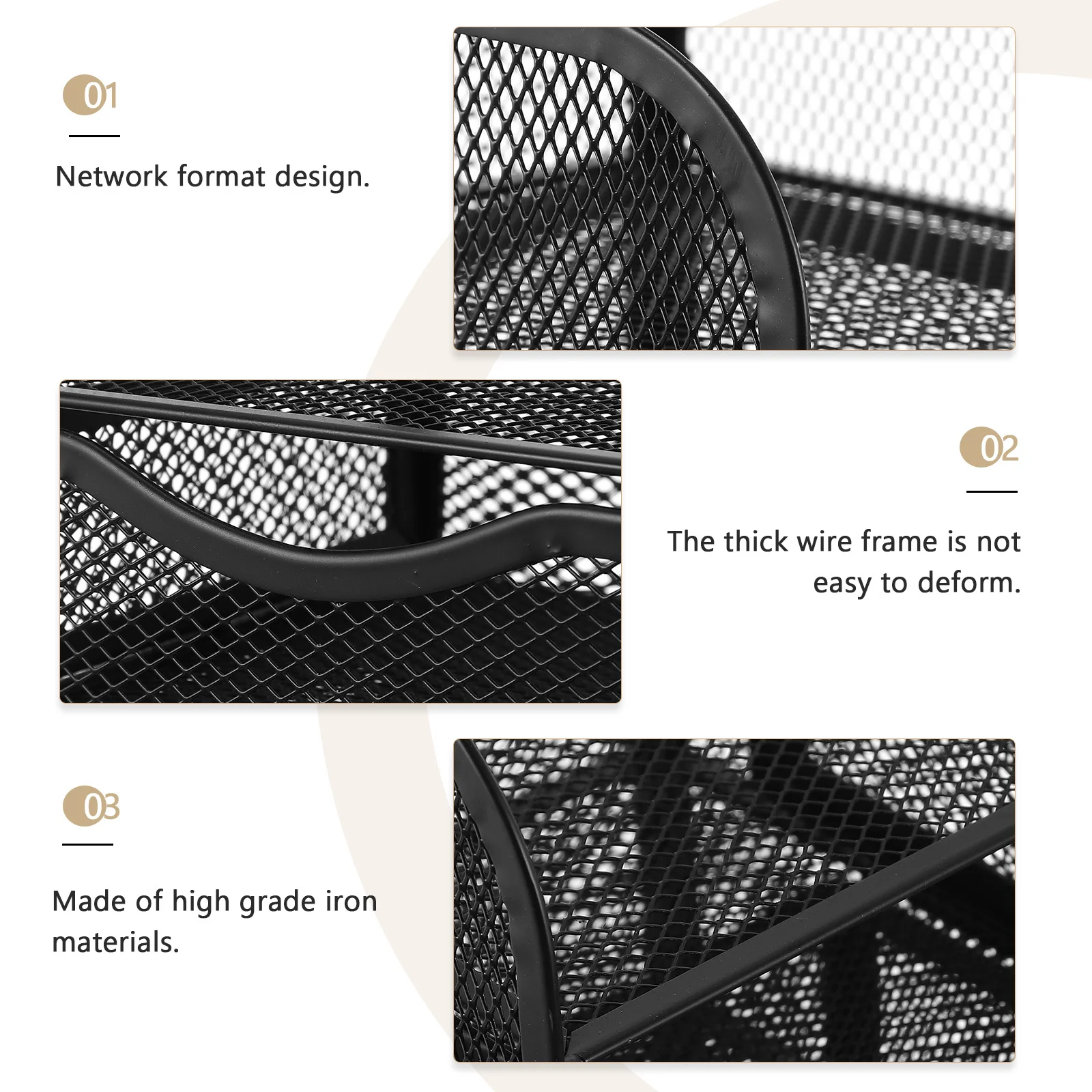 Desktop Storage Box Metal Hollow Drawer Design for Pens Rulers Jewelry Files Office Organizing Multi-Grid Stationery Case