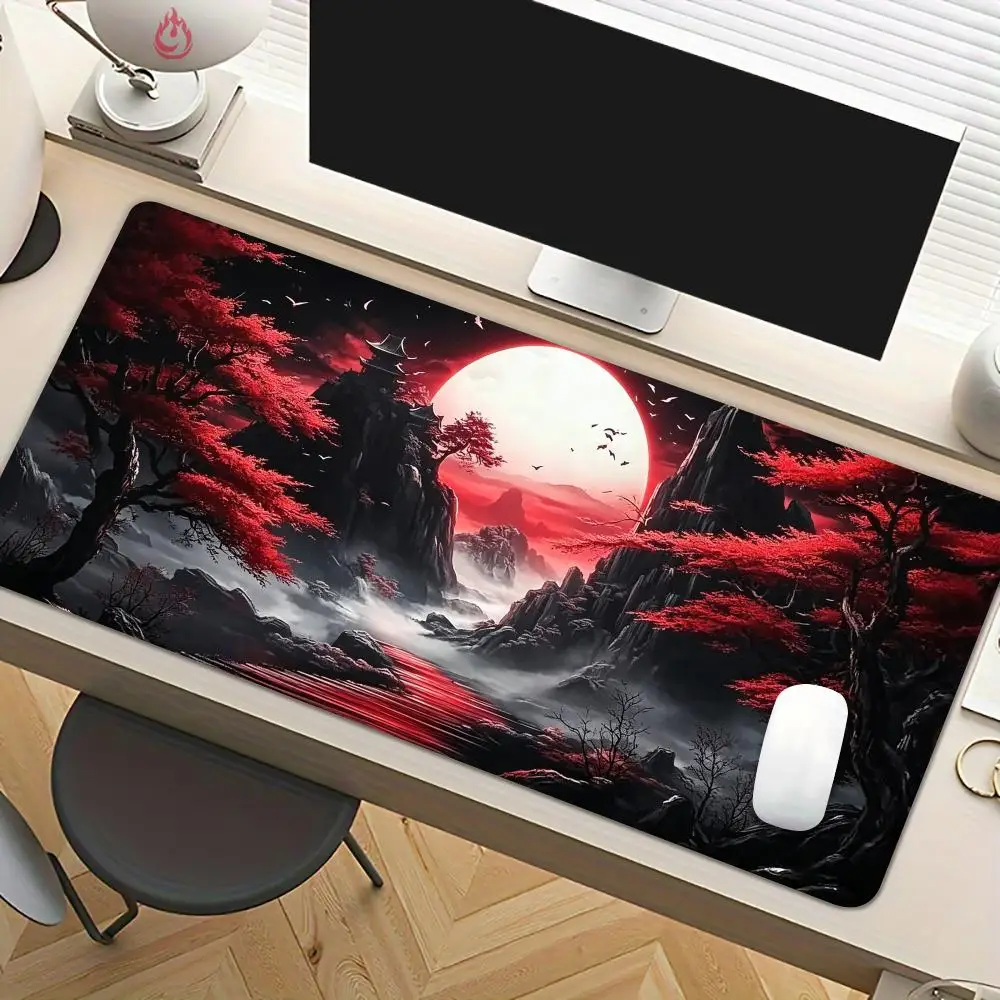 Giant Mountain and Full Moon Mouse Pad Desk Mat Large Computer Office Carpet Mousepad Gamer Gaming PC Accessories Keyboard Rug