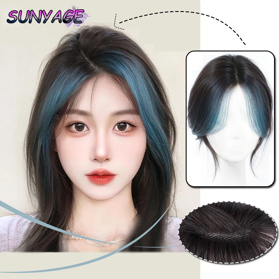 SUNYAGE Synthetic Eight-character Bangs Wig For Women On Top Of Head To Cover White Hair And In Full Bangs