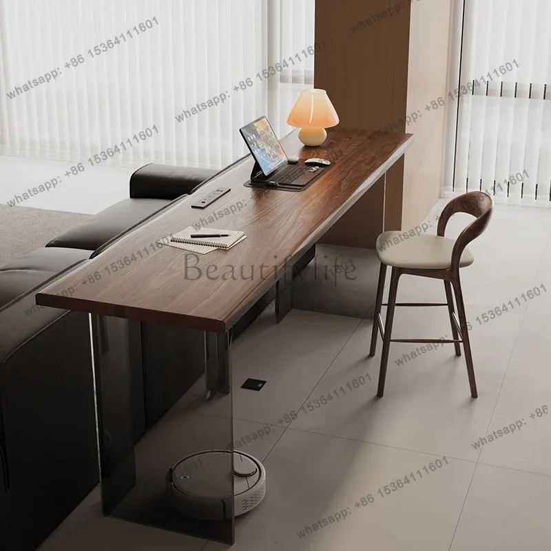 x4 Black walnut living room desk solid wood long acrylic gradual change suspension double study table