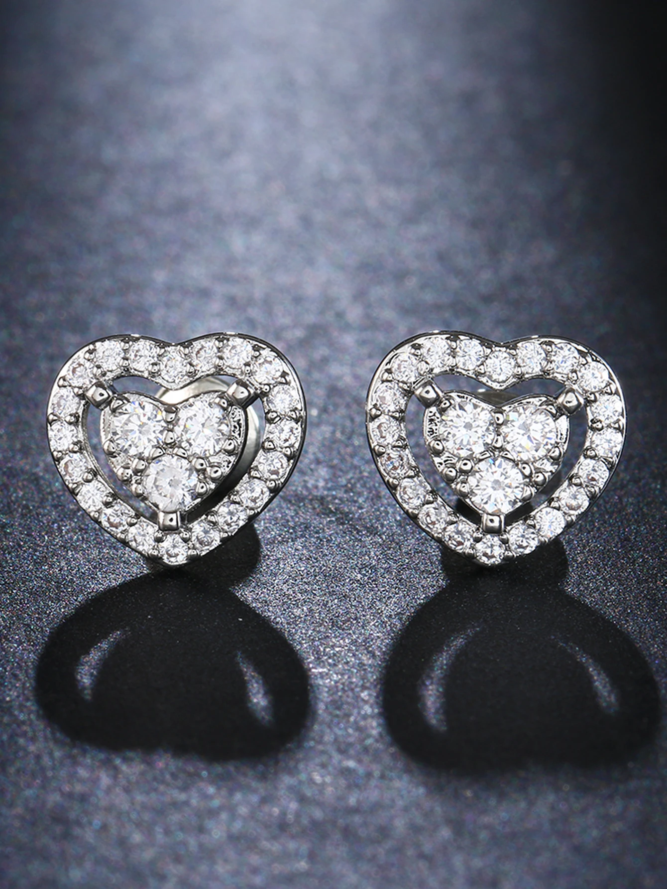 Emmaya-Heart CZ Stud Earrings for Women, Cute Zirconia Band, Marriage Statement, Wedding Party Jewelry, Fashion