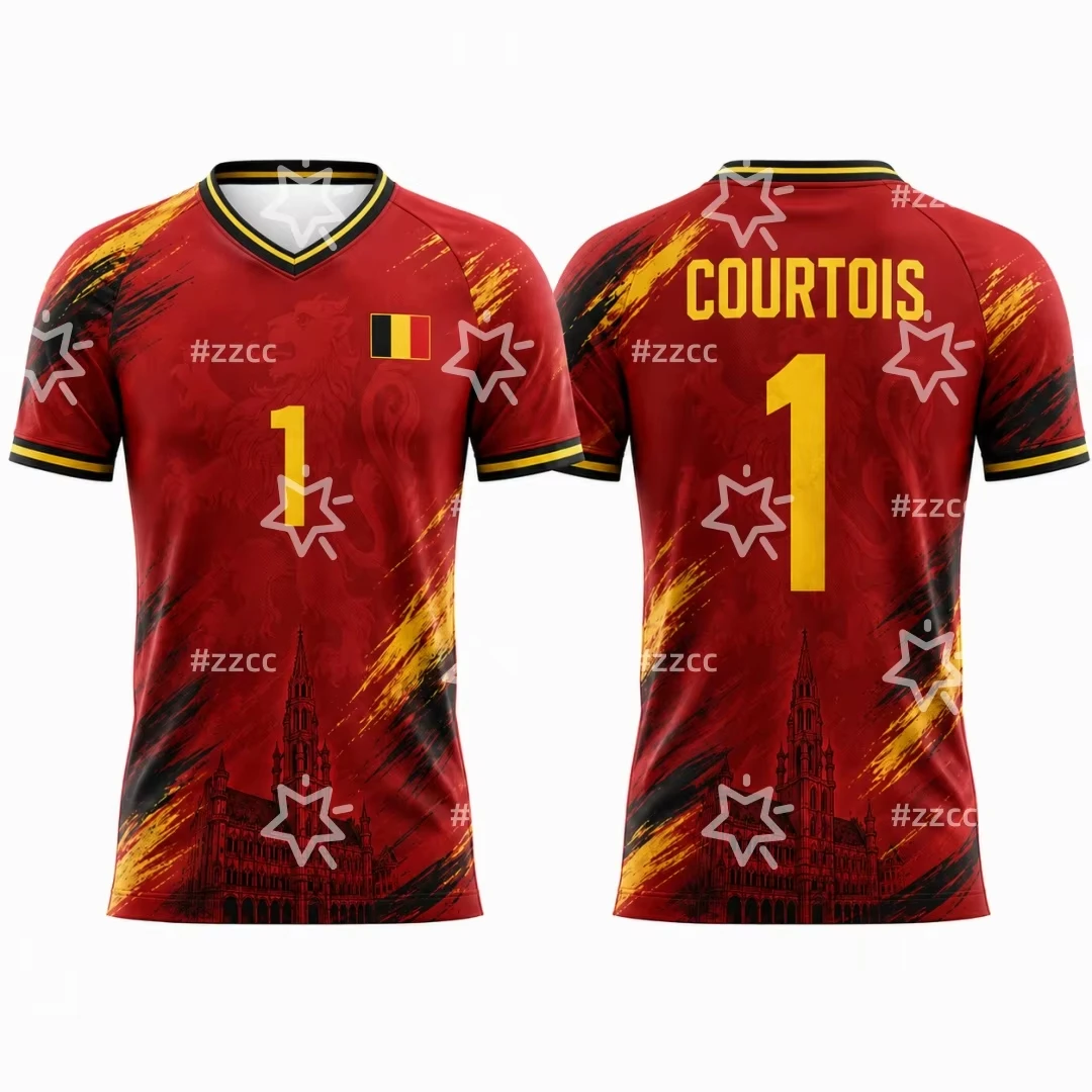2026 Belgium De Ketelaere No.17 Football Jersey Courtois goalkeeper jersey Summer Sports Men's T-Shirt Kid's Woman's Clothing ﻿