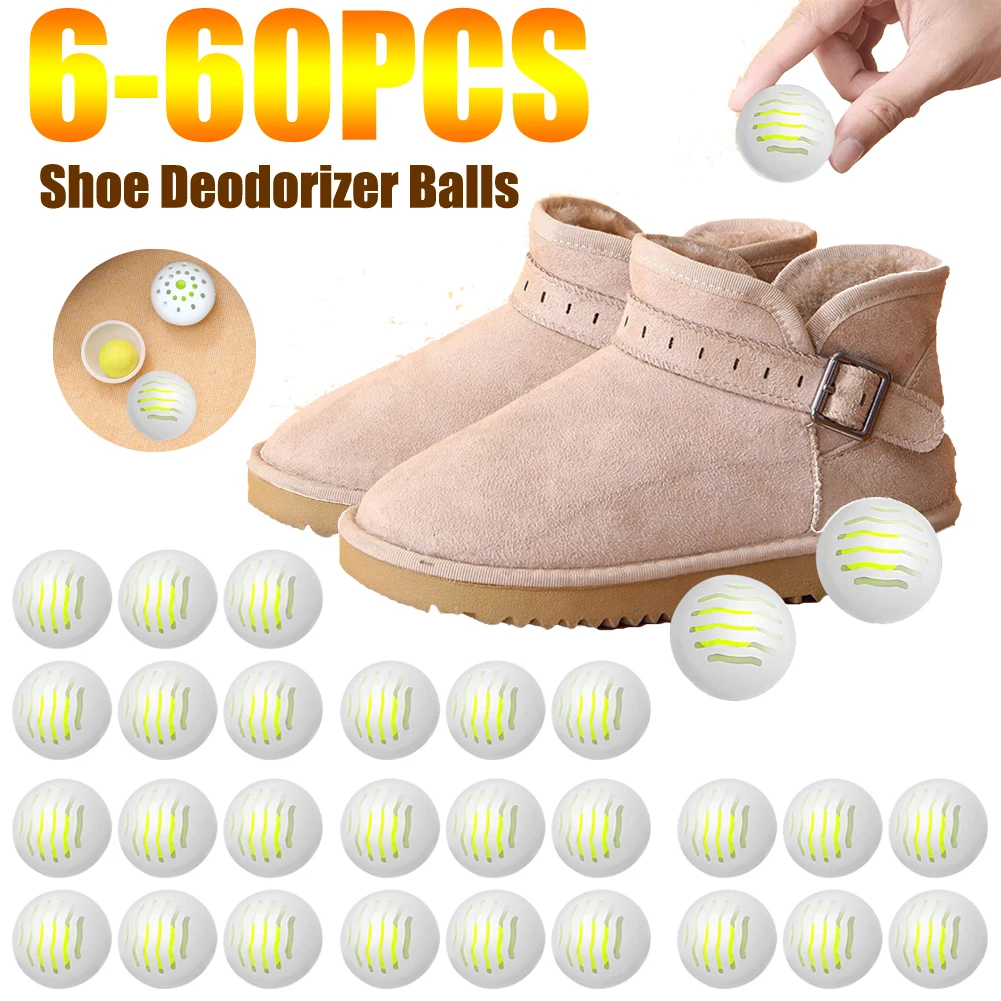 

60-6 шт. Дезодорирующие шарики-освежители длительного действия для удаления запаха из кроссовок, универсальная дезодорирующая способность для кроссовок, спортивных сумок, шкафчиков