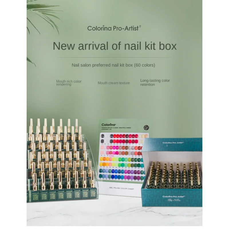 60 Colors 12ml Fine Painted Nail Polish Ferrule Boxes with Color Plates