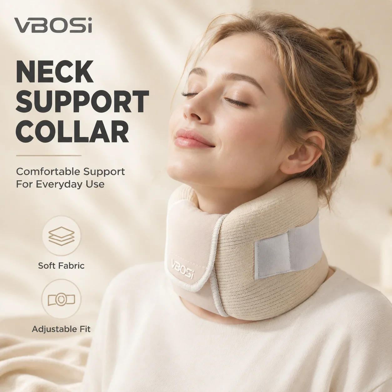 VBOSI Soft Foam Cervical Collar Adjustable Neck Brace Support Anti-forward Head Posture Corrector Relieve Neck Pain for Office T