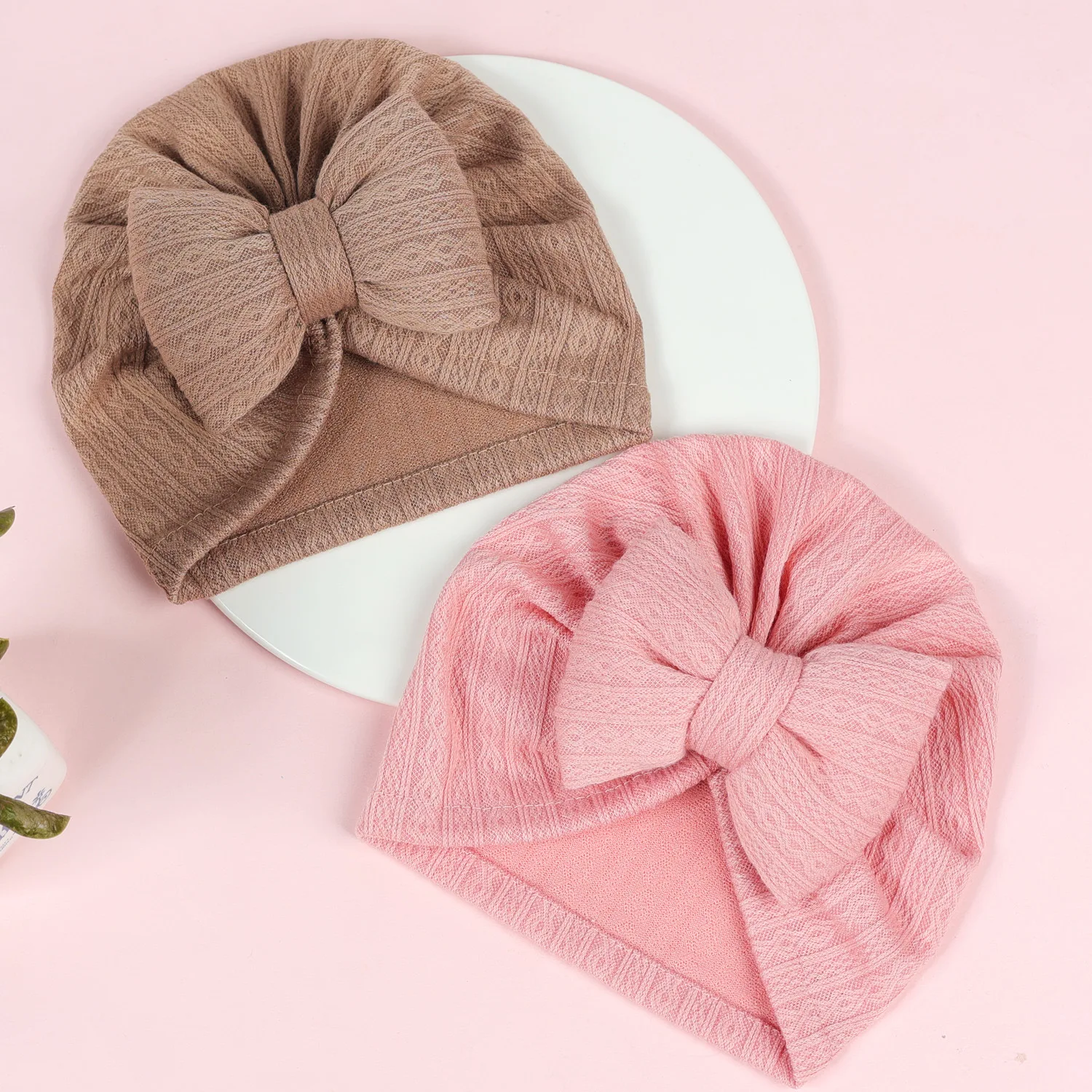 Turban Baby Girls Boys Hat Cute Bow Knot Cotton Filled Cap Newborn Beanie Caps For Kids Toddler Infant Hair Accessories