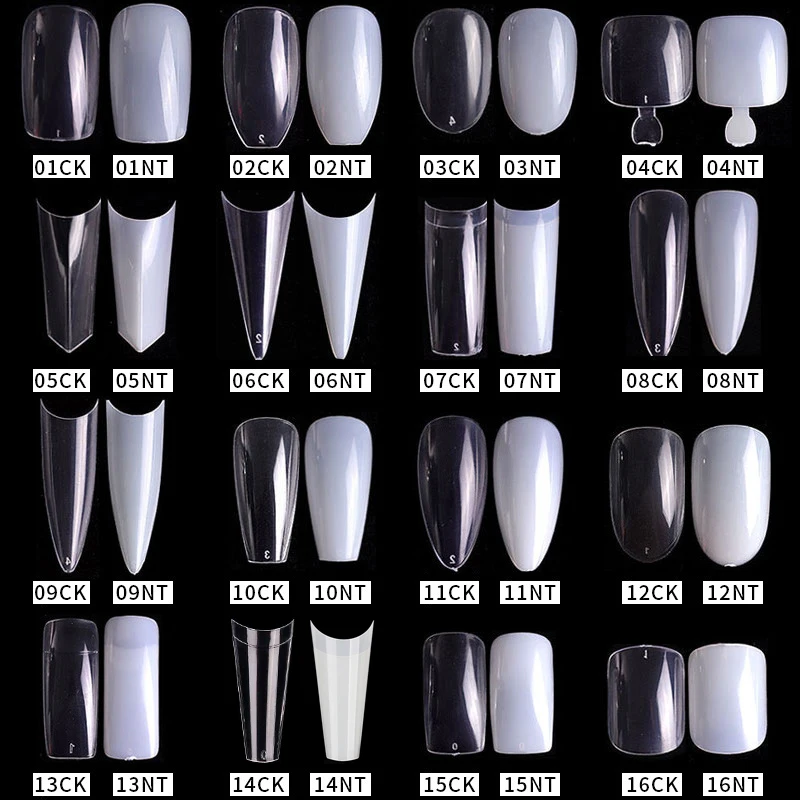 

500PCS/Bag Short False Nails Full Cover Coffin Fake Nails Acrylic Nail Tips Ballerina Pointy Almond Oval Nails For Nail Salon