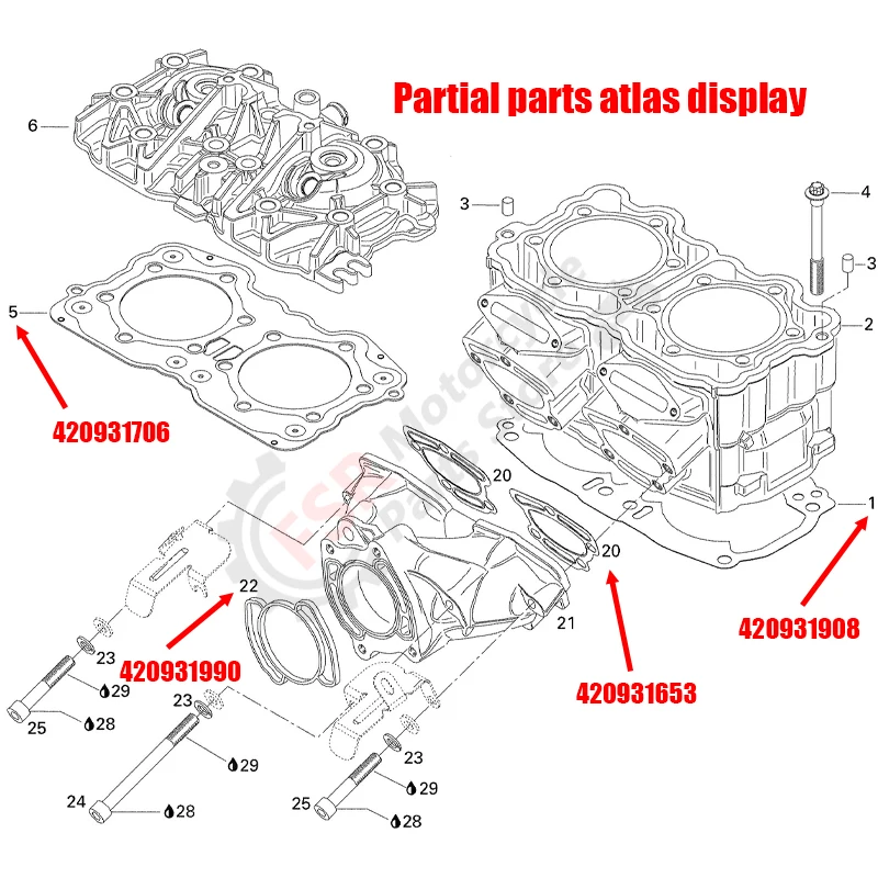 مجموعة حشيات لـ SeaDoo 951 DI XP GTX RX LRV 1995-1999 420931706 420931908 420931653 420931488 420931990   أجزاء جت سكي