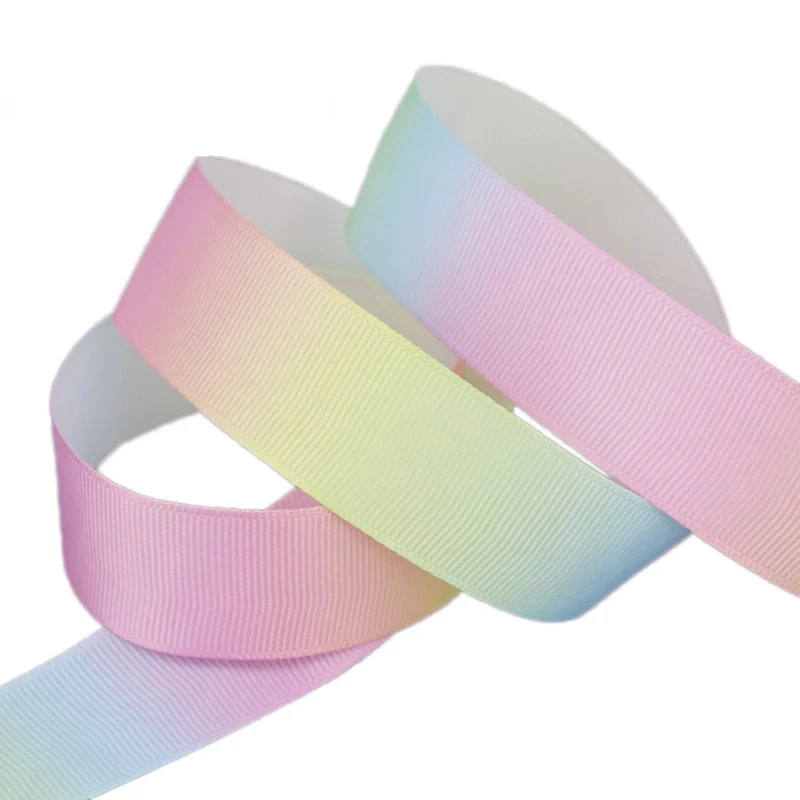 (10 meters/roll) Gradual rainbow Stripes grosgrain ribbon printed gift wrap ribbon decoration ribbons (25/38mm)