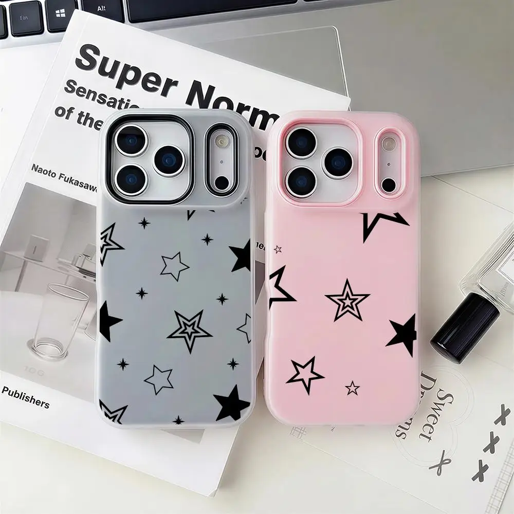 

Блестящий чехол для телефона с пятиконечной звездой, 2-в-1, съемный, прозрачный, с отделением для карт и фотографий, для iPhone 12-17