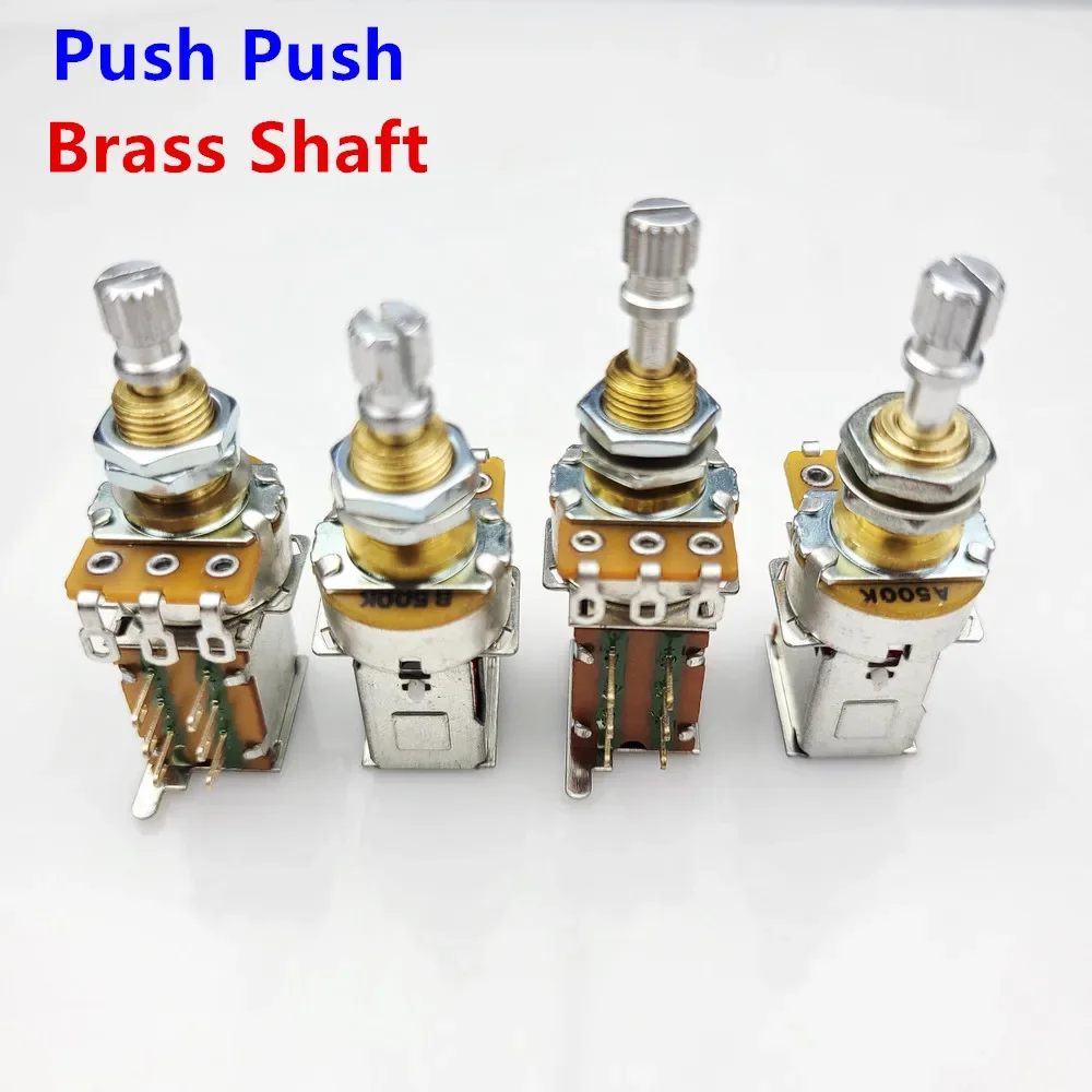 

1 Piece Brass Shaft Push Potentiometer for Electric Guitar - A250K B250K A500K B500K - Push Pot
