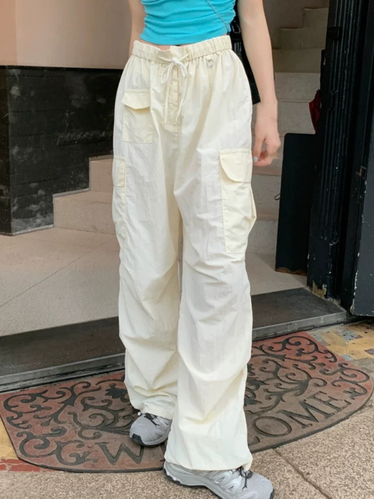 

Summer Y2K Fashion Cargo Pants Women Pockets Vintage Casual Baggy Pants Female High Waist Korean Designer Loose Pants 2023 New