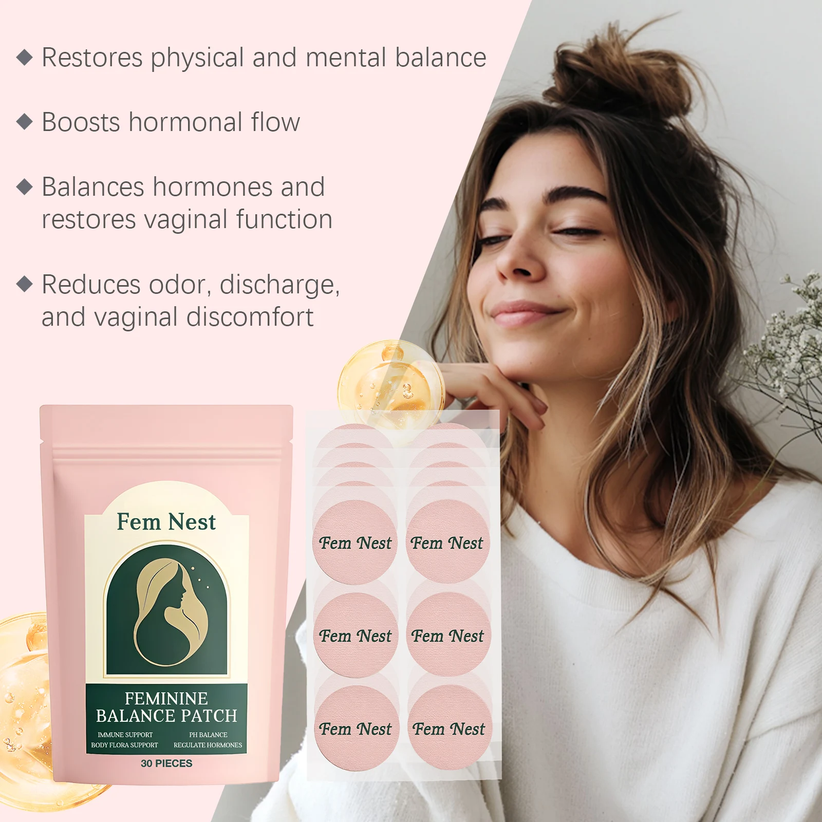 رقعة التوازن الأنثوية للنساء لفترة الطمث تستعيد هرمون الإغاثة ويقلل الرائحة ويحسن الأسرار ويخفف الانزعاج المهبلي