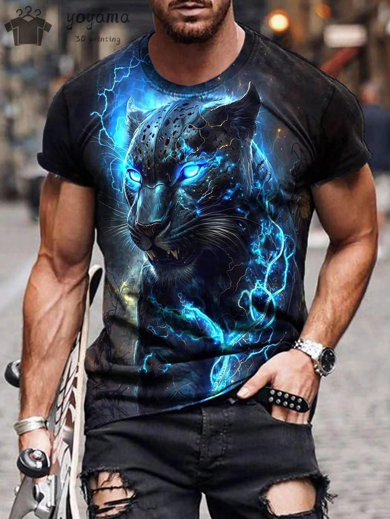 Eagle men's T-shirt new men's wear3D animal print men's T-shirt summer casual short sleeve fashion oversized Men's Clothing