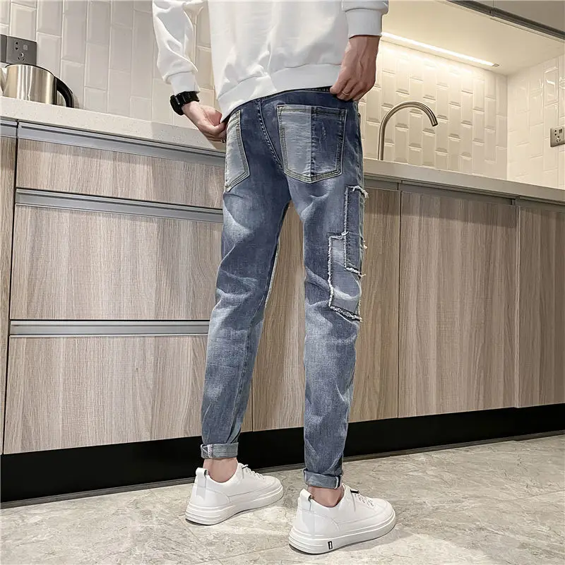 กางเกงยีนส์ผู้ชายกางเกงAesthetic Original DesignerยืดY2k Streetwear 2025 ฤดูใบไม้ร่วงเกาหลีXs Tapered Manคาวบอยกางเกง