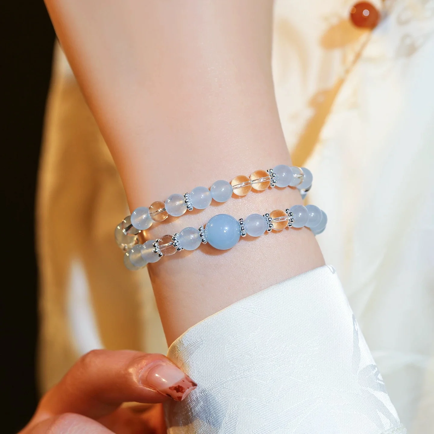 Simple Navy Blue Fresh Bracelet for Women Light Luxury Niche, Delicate Stacking Bracelet Top Choice for Gifts