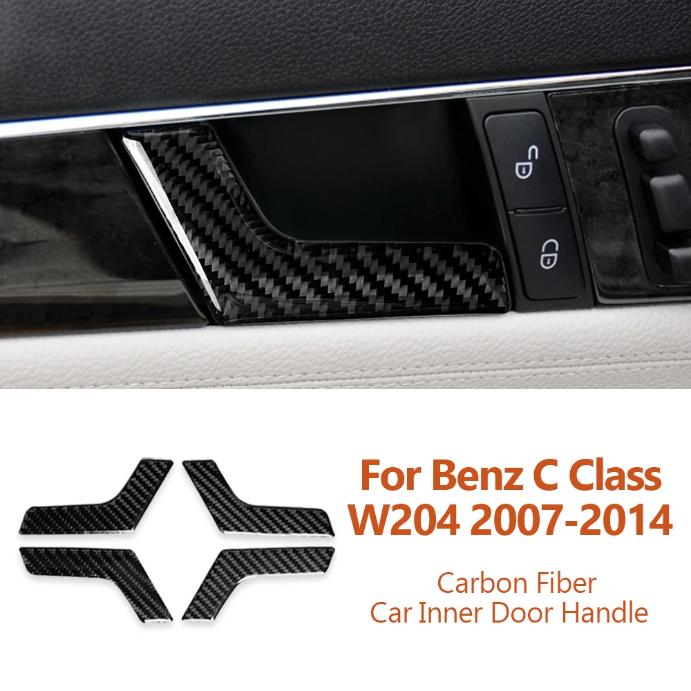 

For Mercedes Benz C Class W204 2007-2014 Carbon Fiber Car Inner Door Handle Decorative Sticker Auto Styling Interior Accessories