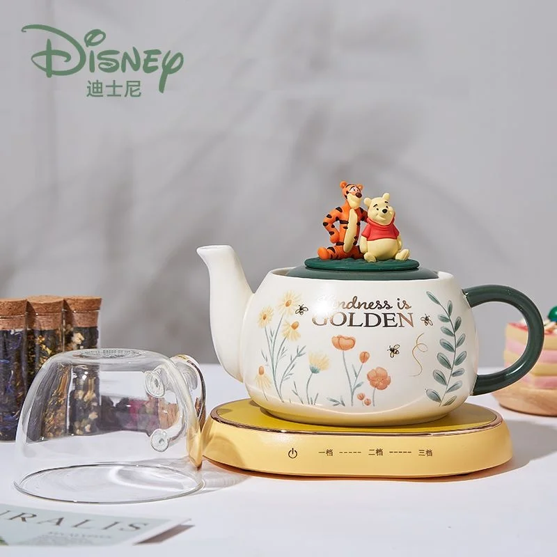 

New Disney Tigge Winnie The Pooh Tea Pot With Tea Cup Coffee Brewing Cup Ceramic Material Electric Pottery Heating Birthday Gift