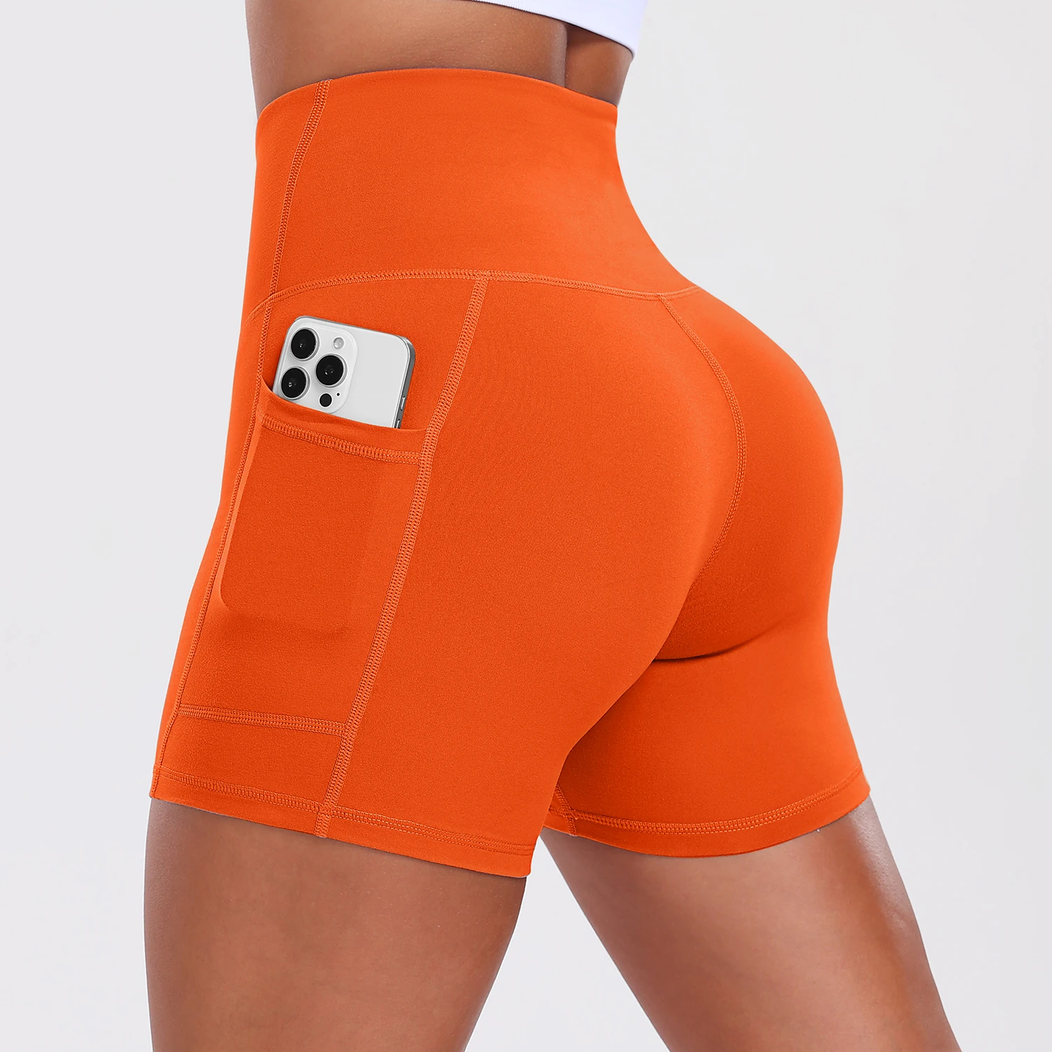 Yoga Shorts with Pockets for Women Tummy Control Workout Running Shorts Stretchy Workout Tight for Gym Casual Sportswear