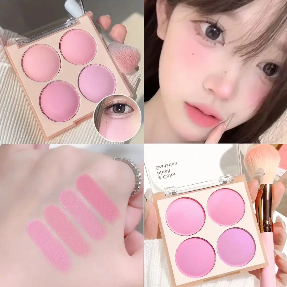 Waterproof Matte Blush Palette 4 Colors Long-Lasting Multi-Look Makeup Unisex Safe Certified Great Gift Choice