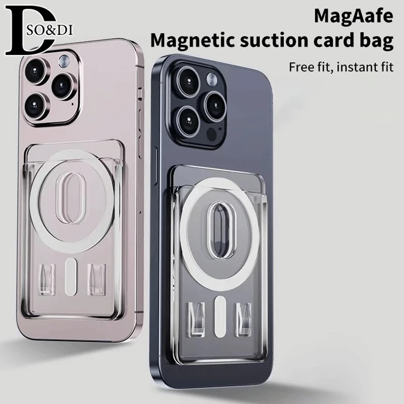 1Pcs For Magsafe Transparent Magnetic Wallet Clip Phone Back Sticker For Iphone12Pro 13 14 Pro Max Macsafe Card Bag On Sleeve