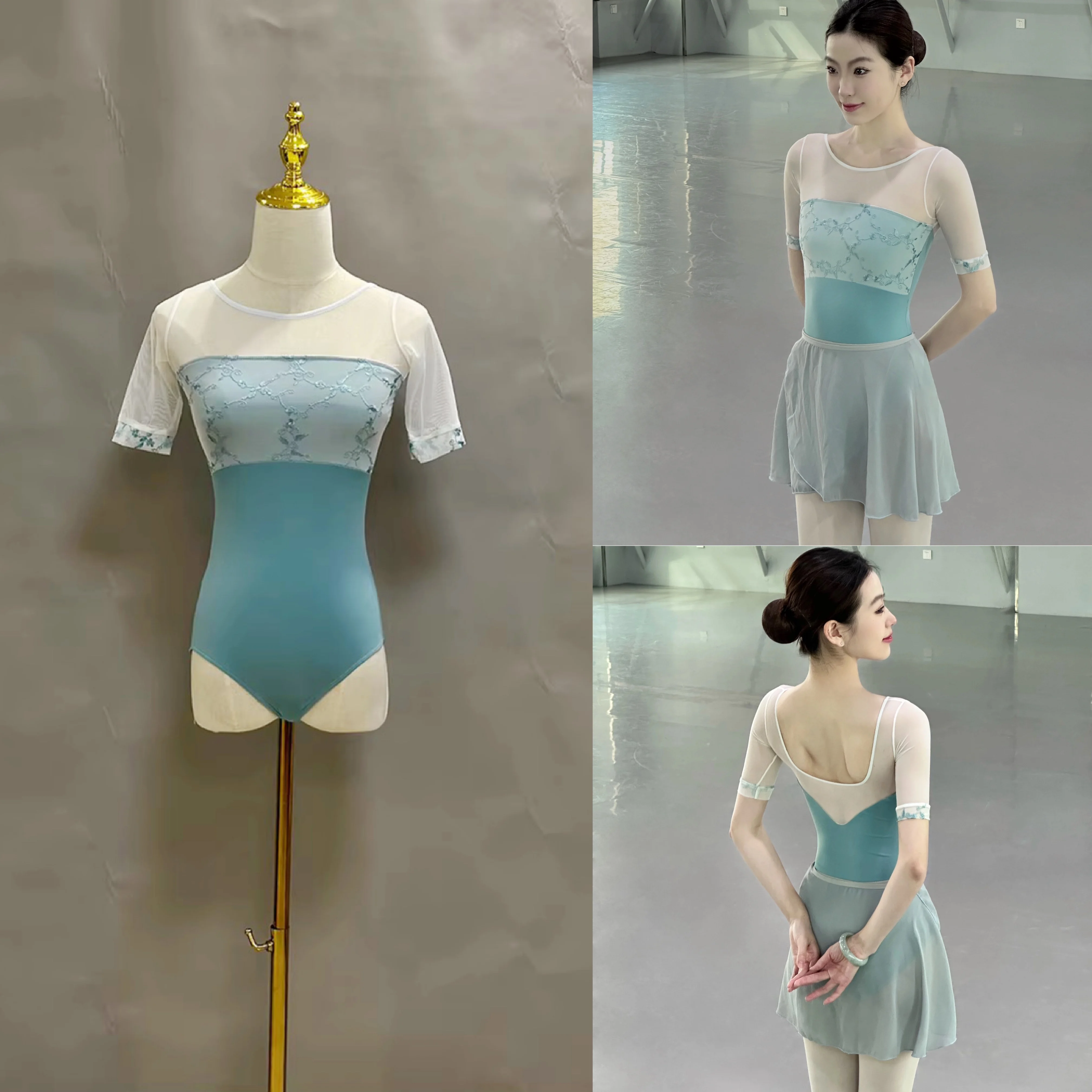 Ballet Leotards Adult Elegant Middle Sleeve Practice Ballet Dancing Leotard Women High Quality Dance Team Gymnastics Coverall