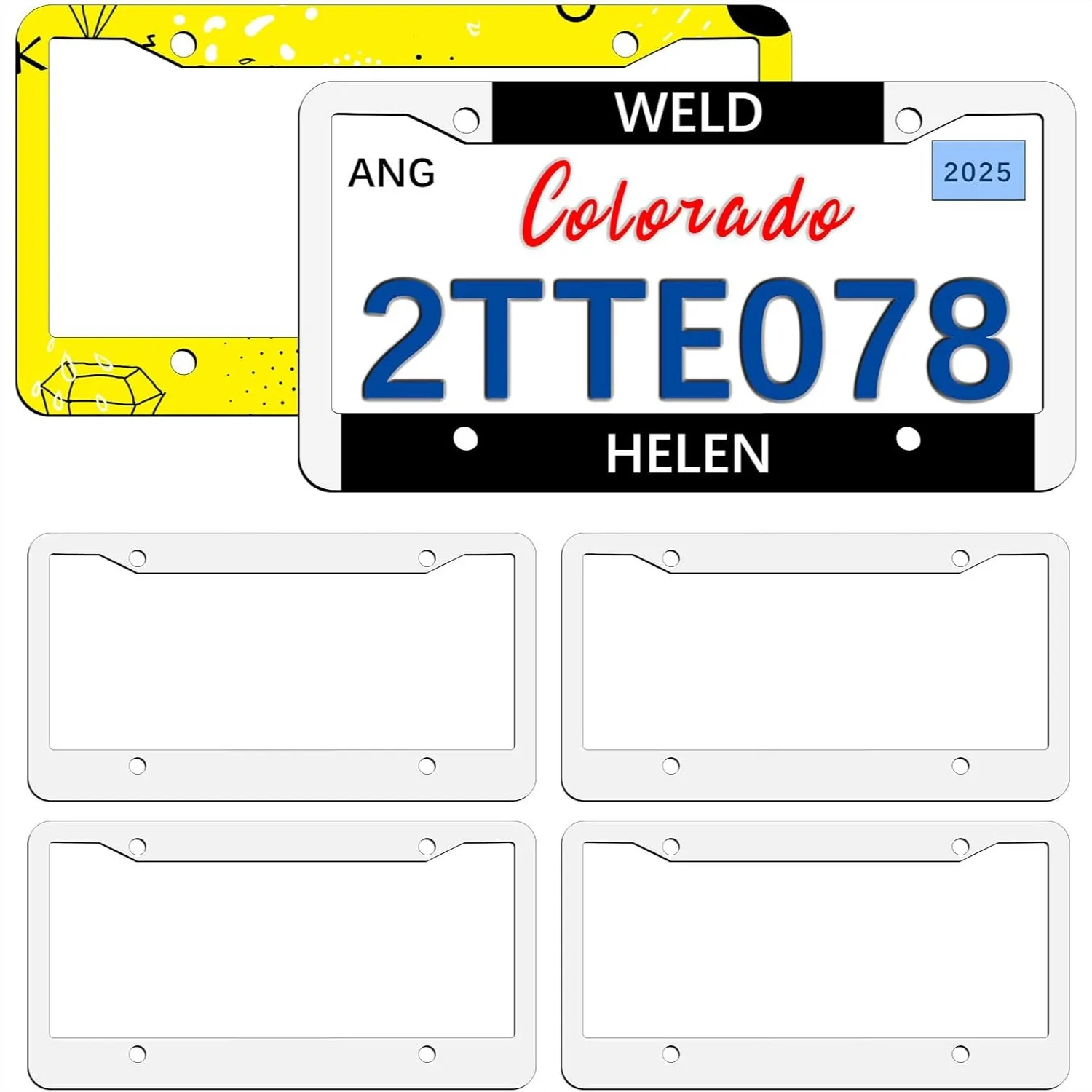 

6 Pack Sublimation License Plate Frames, DIY White Aluminum Blanks for Custom Design